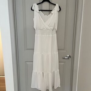Women's White Maxi Dress, Size L